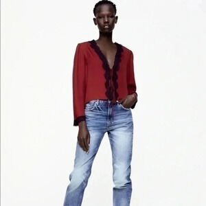Zara lace trim blouse Small